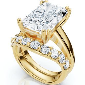 Pompeii3 Certified 8Ct Radiant Cut Diamond Engagement Ring Set 14k Gold Lab Grown