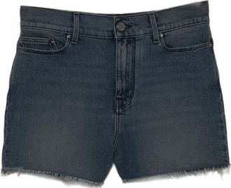Karl Lagerfeld Short Denim Sfrangiato Logo Retro - Dames - Denim shorts - Blauw - W27 - Denim - Korte Broeken