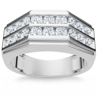 Pompeii3 1/2Ct Mens Diamond High Polished Wedding Ring Lab Grown Anniversary Band