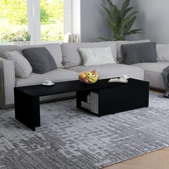 vidaXL Mesa De Centro Madera Contrachapada Negro 150x50x35 Cm Vidaxl