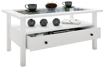ebuy24 Ebuy24 - Mesa Lateral De Madera Vcm Con Vidrio De Seguridad Esg Mesa De Centro Simple Dimensiones Aprox. Al. 42 X An. 90 X P. 54 Cm Mesa De Sal&oacute;n Con 
