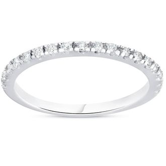 Pompeii3 1/4ct Diamond Ring Stackable Engagement Womens Wedding Band 10K White Gold