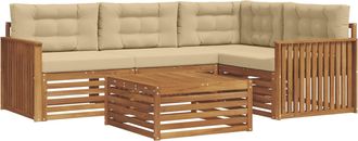 vidaXL Conjunto De Sof&aacute;s De Exterior 5 Uds. Natural Y Beige Vidaxl