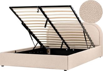 Beliani Cama matrimonial de tejido beige 160x200