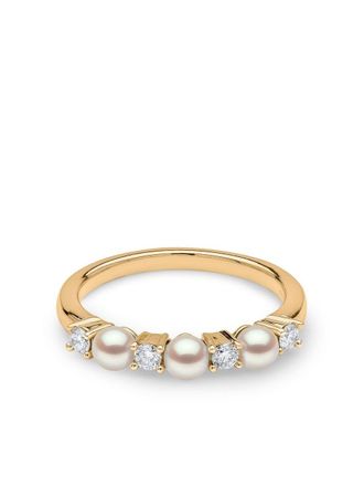 Yoko London 18kt yellow gold Eclipse Akoya pearl and diamond ring - women - 18kt Yellow Gold/Akoya Pearl/Diamond - 54