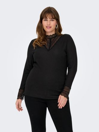 Only Carmakoma Langarmshirt ONLY CARMAKOMA CARTILDE GLITTER L/S HIGHNECK TOP NOOS, Damen, Gr. XL, schwarz (schwarz detail:tone in tone lurex), Jersey, Obermaterial: 