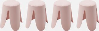 Sweeek Sweeek - Taburetes Apilable De Borreguito Texturizado, Set De 4, Niki, Rosa Palo, 44x30x46 Cm