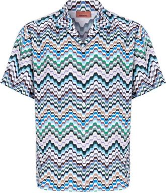 Missoni Korte mouw Viscose Bowling Shirt - Heren - Korte mouwen Overhemden - Veelkleurig - M - Overhemden