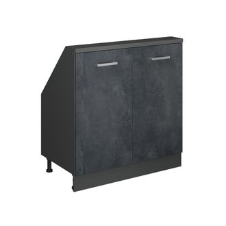 Vicco Armario De Cocina Para Techo Inclinado R-line, Hormig&oacute;n Negro/antracita, 80 Cm Con 2 Puertas, Vicco