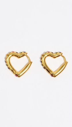 Bimba & Lola Heart Hoop Multicolor Crystals Earrings in Gold at Nordstrom