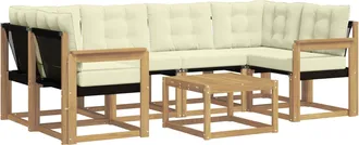 vidaXL Conjunto De Sof&aacute;s De Exterior 7 Uds. Blanco Y Crema Vidaxl