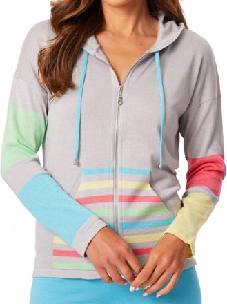 French Kyss Zip Hoodie Cardigan In Slate/multi