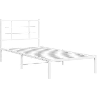 vidaXL Estructura Cama Sin Colch&oacute;n Con Cabecero Metal Blanco 90x190 Cm Vidaxl