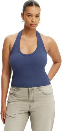 Cotton On Womens Rib Scoop Halter in Oxford Blue at Nordstrom, Size Xx-Small