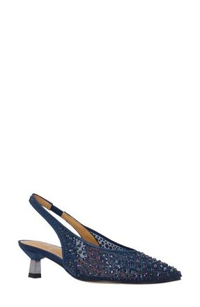 J. Rene&eacute; Tressa Slingback Pointed Toe Kitten Heel Pump in Navy at Nordstrom, Size 10.5