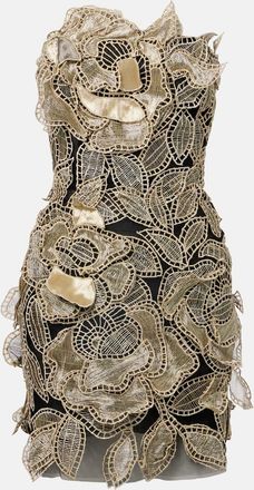 Oscar De La Renta Floral-applique tulle minidress