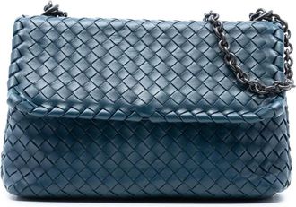 Bottega Veneta Borsa a spalla Olimpia Intrecciato piccola in nappa 2012-2025 - Blu