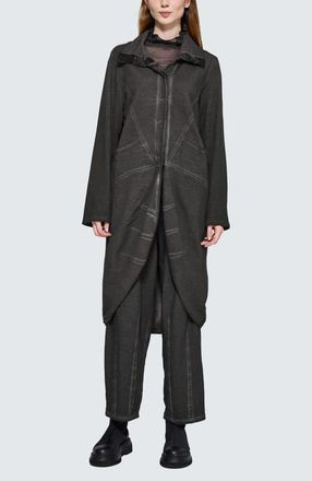 Luukaa D'Celli Talia Sculptured Midi Jacket in Misty Black at Nordstrom, Size 12