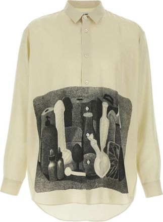 Magliano Morandi Zijde Blouse - Heren - Overhemden - Beige - Maat: M Zijde