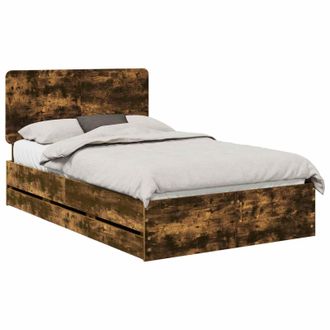 vidaXL Estructura De Cama Roble Ahumado 120 X 190 Cm Madera Ingenieril Vidaxl
