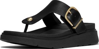 FitFlop Fitflop Gen-FF Toe-Post Leather Womens Black Sandals - Size UK 8