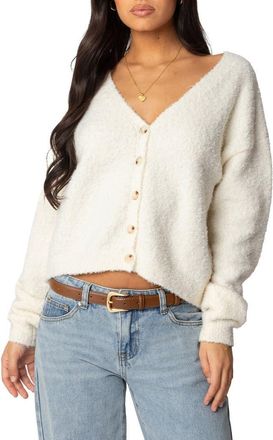 Edikted Jade Crop Cardigan in Cream at Nordstrom, Size X-Small