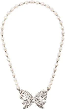 Alessandra Rich Pearl Bow Necklace