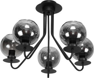 OEM L&aacute;mpara De Techo Colgante, Negra, Pantalla De Cristal Grafito, 15-240 Lupia