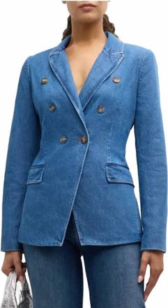 Tanya Taylor Michelle Denim Blazer In Medium Indigo