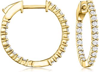 Ross-Simons Lab-Grown Diamond Inside-Outside Hoop Earrings in 18kt Gold Over Sterling
