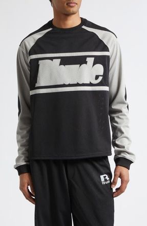 Rhude Moto Mesh Shirt in Black /Grey at Nordstrom, Size X-Large