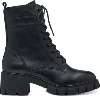 Tamaris Bootie - Dames - Veterlaarzen - Zwart - 38 EU - Leer - Schoenen