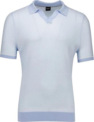 HUGO BOSS Tops, Heren, Blauw, XL, Lichtblauw poloshirt met korte mouwen