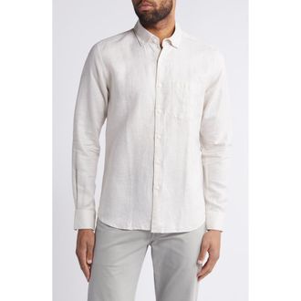 Scott Barber Solid Linen & Lyocell Twill Button-Down Shirt in Natural at Nordstrom Rack, Size Xx-Large