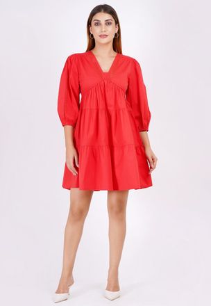 Leota Zariah Empire Waist Mini Dress Poppy Red