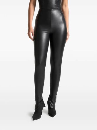 Mani&egrave;re De Voir embroidery hem zip leggings - Black