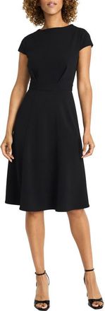 Maggy London Cap Sleeve Fit-and-Flare Dress in Black at Nordstrom Rack, Size 10