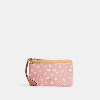 Coach Double Zip Wristlet With Floral Print