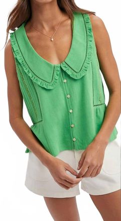 Wishlist Callie Ruffle Collar Top In Green