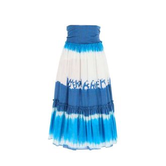Alberta Ferretti Blue Cotton Midi Womens Skirt