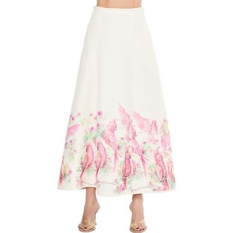 Ciebon Tallis Placed Bird Print Skirt in Cream Multi at Nordstrom, Size X-Small