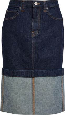 Khaite Kilian Turn-up hem Denim Skirt - Indigo - 27 (W27 / UK8-10 / S)