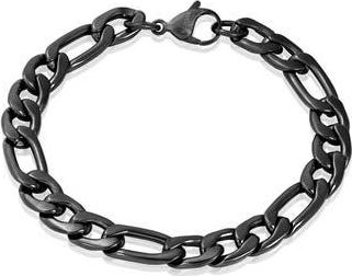 Invicta Mens Stainless Steel Figaro Chain Bracelet in Black at Nordstrom Rack, Size 8.75