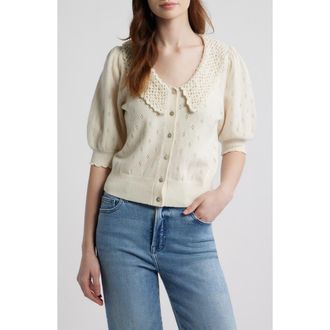 Rails Mindy Pointelle Cardigan in Ivory at Nordstrom, Size X-Large