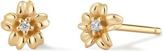 Made by Mary Cubic Zirconia Birthstone Flower Stud Earrings in Gold March at Nordstrom