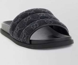 Gucci gg denim slides open toe design