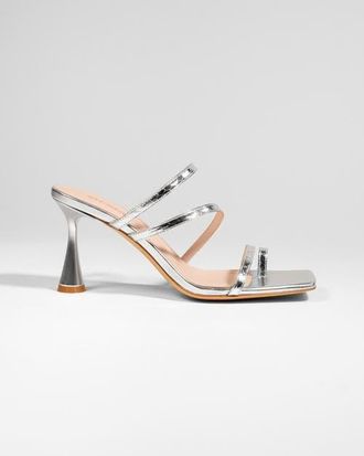 Mi-Mai Sorento Square Toe Leather Sandal in Silver at Nordstrom, Size 10