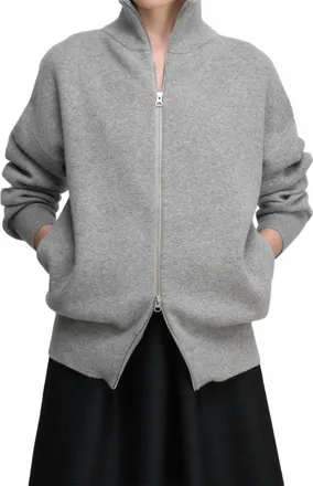 Extreme Cashmere N&deg;319 Xtra Out Sporty Cashmere Zip-Up Cardigan In Grey