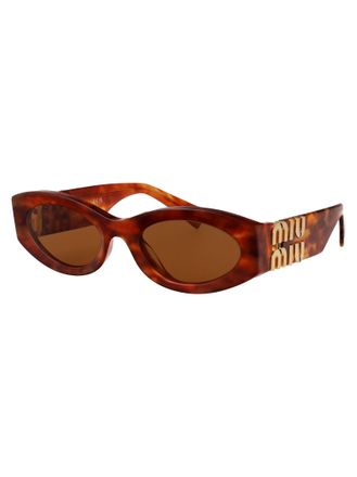 Miu Miu 0MU Havana Acetate Rectangular Sunglasses - Havana