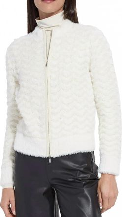 Lyss&eacute; Ivanna Zip Front Knit Bomber Jacket In Snow White